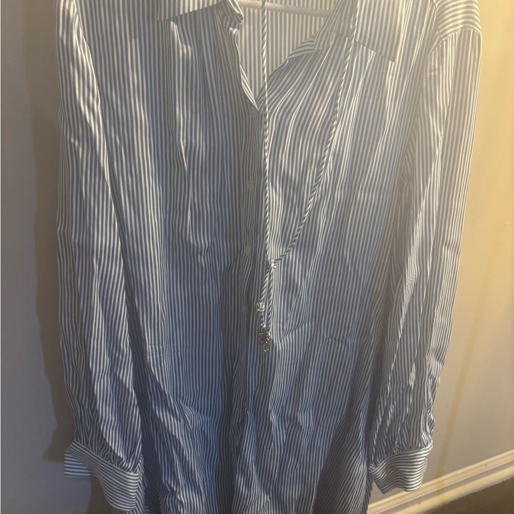 Free gift with any purchase or trade -Michael Kors Blue and White Striped Shirt